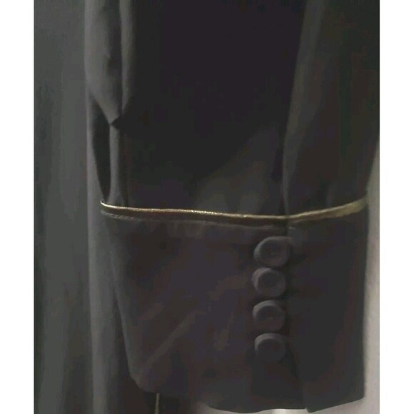 Elizabeth & James Silk A-Line Dress Women 6 Black Metallic Gold Trim Georgette - Picture 8 of 10